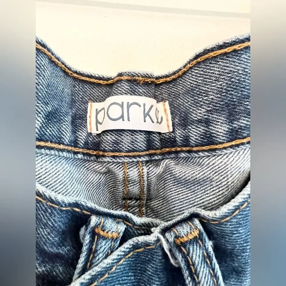 Parke Shortie Crossover Short in Denim Blue high rise baggy vintage long